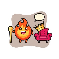 Mascot cartoon of fire as a king
