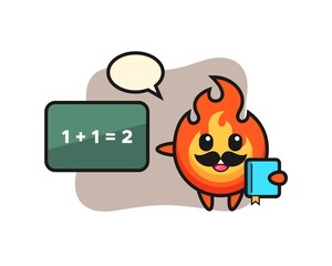 Illustration of fire character as a teacher