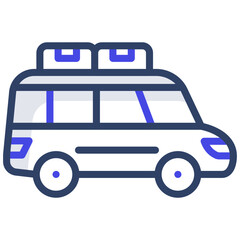 Baggage over vehicle showing concept of road trip icon