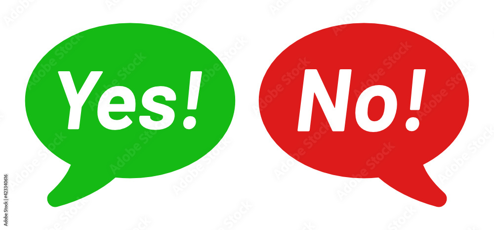 Poster yes no speech bubble vector illustration isolate on white background.