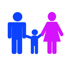 Symbols that represent family having a father, mother and son.