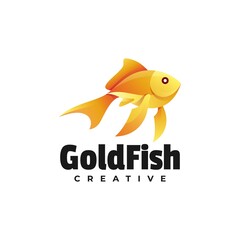 Vector Logo Illustration Gold Fish Gradient Colorful Style.