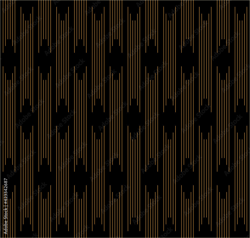 Poster geometric of vertical lines with rhombus pattern. design regular stripe gold on black background. de
