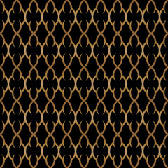 Abstract of shield pattern. Design morocco style gold on black background. Design print for illustration, texture, wallpaper, background. 