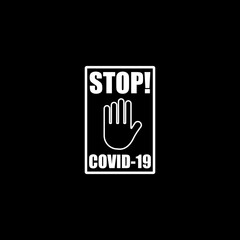 Stop Covid-19 sign isolated on dark background
