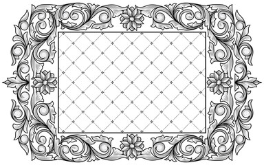 Black and white vintage ornate decorative card