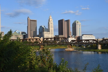 View of the Scioto River and downtown Columbus Ohio.