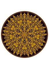 classical Mandala, rosette, eight-pointed star, set of Ornamental vector rosettes, snowflakes gold on burgundy background