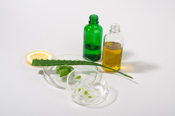 Aloe Vera skin facial mask ingredients. DIY homemade natural skin care products.