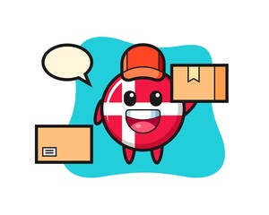 Mascot Illustration of denmark flag badge as a courier