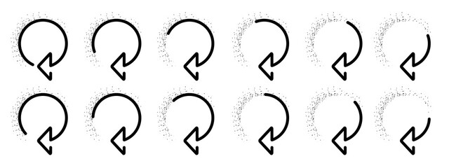 Circle Arrows - Different Lenghts Vector Illustrations Set - Isolated On White Background