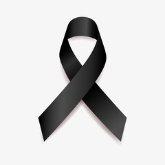 May is National Melanoma and Skin Cancer Awareness Month. Concept with black Ribbon. Banner template. Vector illustration.