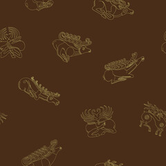Seamless pattern with ancient Scythian art and animal motifs for your project