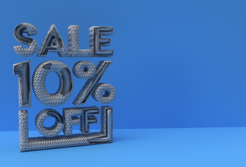 3D Render Abstract 10% Sale OFF Discount Banner 3D Illustration Design.