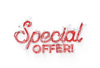 Broken Glass Special Offer 3D Render Illustration Design.