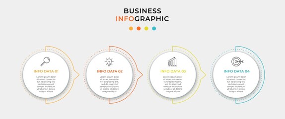 Business Infographic design template Vector with icons and 4 options or steps. Can be used for process diagram, presentations, workflow layout, banner, flow chart, info graph
