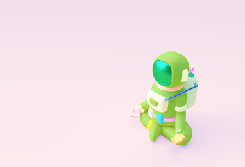 3d Render Spaceman Astronaut Yoga Gestures 3d illustration Design.