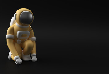 3d Render Spaceman Astronaut Running Pose 3d illustration Design.