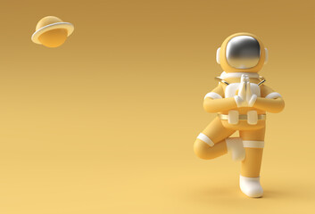 3d Render Spaceman Astronaut Yoga Gestures 3d illustration Design.