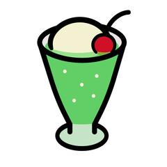 シンプルでかわいいメロンソーダのイラスト