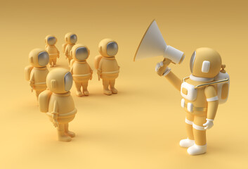 3D Astronaut is Calling for a Sale  Announcement  3D Render Flyer Poster Art Design Illustration.