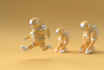 3d Render Spaceman Astronaut Running 3d illustration Design.