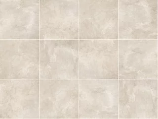 Fotobehang seamless realistic cream large tiles floor background © Nicolas