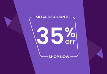 Mega Discounts 35% Off Shop Now. 35 percent Discount sale modern banner vector illustration