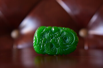Green jade carved in the form of a dragon