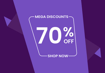 Mega Discounts 70% Off Shop Now. 70 percent Discount sale modern banner vector illustration