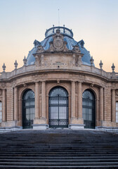 Sunset over the Royal Museum for Central Africa in Tervuren, Belgium.