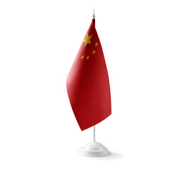 Small national flag of the China on a white background