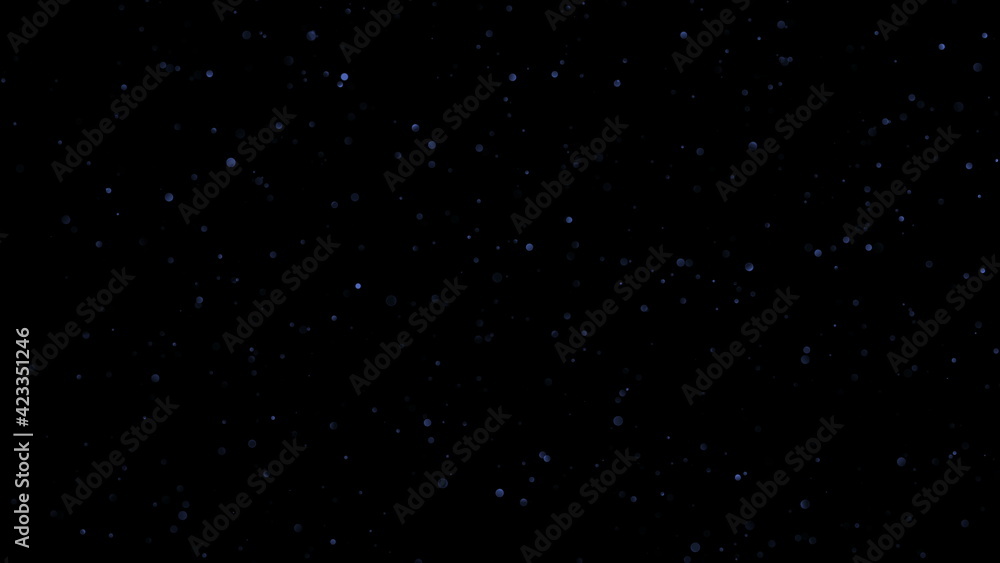 Poster natural organic dust particles floating on black background. glittering sparkling particles randomly