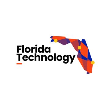 florida technology connection map geometric polygonal logo vector icon illustration