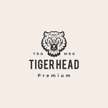 tiger head hipster vintage logo vector icon illustration