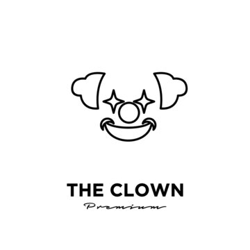 clown / joker simple line logo icon design vector illustration
