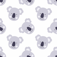 Seamless pattern with cute koalas for sewing baby clothes and printing on fabric. Koala wallpaper for printing on fabric, textiles and packaging paper.