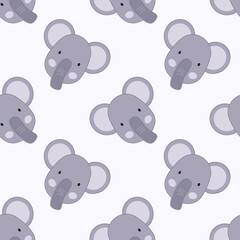 Seamless background with cute elephants. Endless pattern with an elephant for sewing clothes and printing on fabric.
