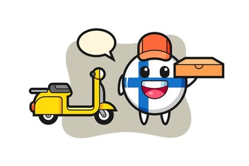 Fototapeta premium Character Illustration of finland flag badge as a pizza deliveryman
