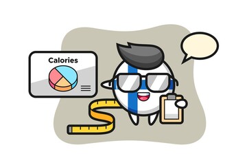 Illustration of finland flag badge mascot as a dietitian