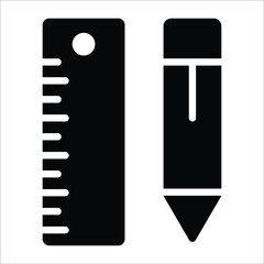 pencil and ruler glyph modern illustration