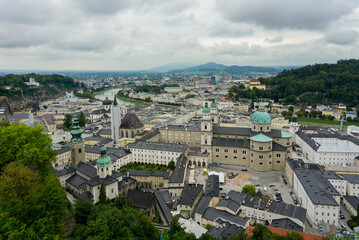 Fototapeta na wymiar High angle view of Salzburg (Austria) from the castle