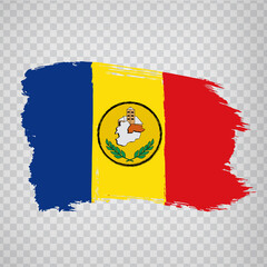 Flag Parish Canillo of Andorra brush strokes. Flag of Province Canillo on transparent background for your web site design, app, UI. Principality of Andorra. EPS10.