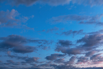  Blue Hour with soft clouds . Early morning sky 