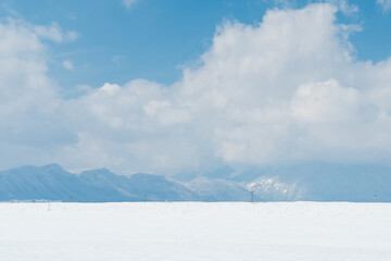Blue Mountains Covered by Clouds and a Thin Veil of Fog in Late Winter
