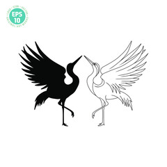 beautiful crane bird vector illustration
