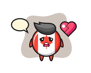 canada flag badge cartoon illustration is broken heart