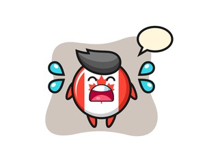 canada flag badge cartoon illustration with crying gesture