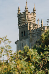Fototapeta na wymiar Swallow's Nest castle on the rock over the Black Sea. Gaspra. Crimea