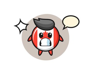 Obraz premium canada flag badge character cartoon with shocked gesture